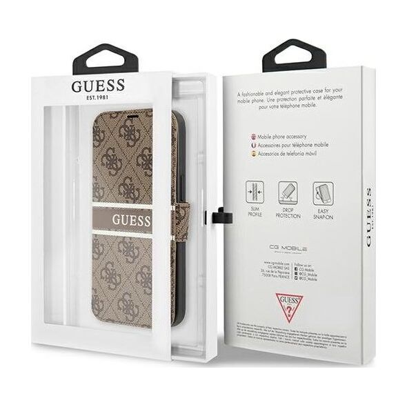 Guess Guess GUBKP13L4GDBR iPhone 13 Pro / 13 6,1" brązowy/brown book 4G Stripe