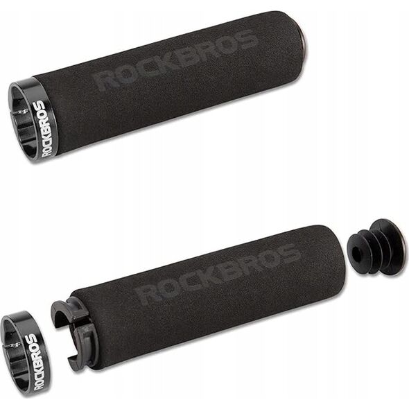 RockBros Chwyty rowerowe na kierownicę gripy z gąbki czarne ROCKBROS