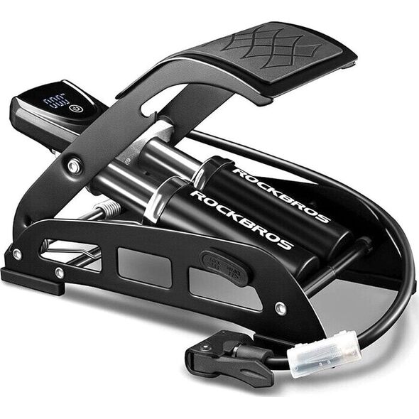 RockBros Pompka nożna rower auto motor piłka z wyświetlaczem 11 bar - czarna