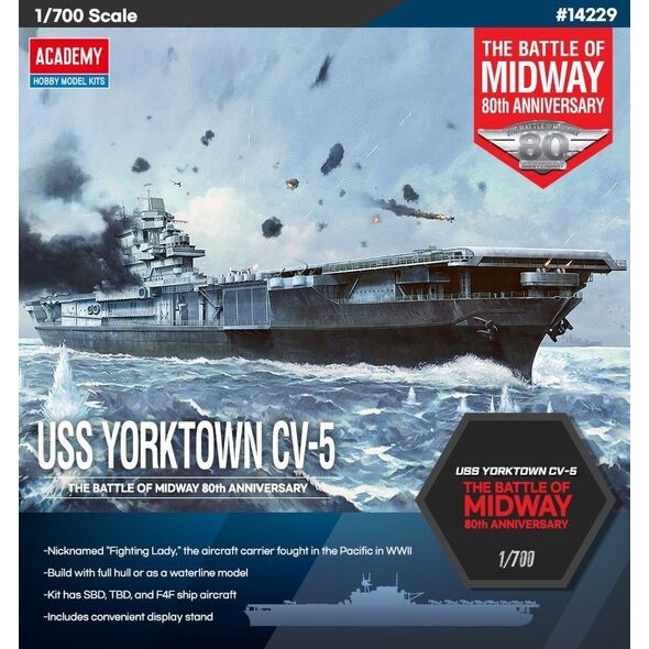 Academy Model plastikowy Yorktown CV-5 Battle of Midaway 1/700