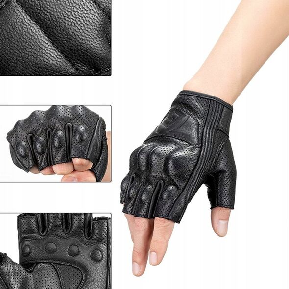 RockBros Rękawiczki motocyklowe bez palców z ochroną kostek rozmiar XL czarne ROCKBROS
