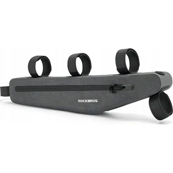 RockBros Długa sztywna torba rowerowa wodoodporna mocowany do ramy 1.5L szara ROCKBROS