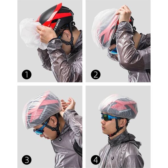 RockBros Pokrowiec przeciwdeszczowy na kask rowerowy zielony