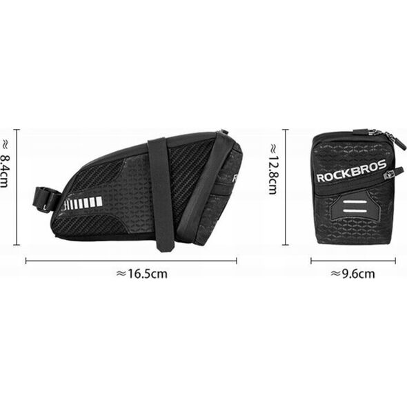 RockBros Torba rowerowa wodoodporna mocowana pod siodełko pojmność 1.5L czarna ROCKBROS