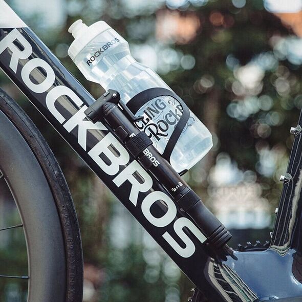 RockBros Ręczna mała pompka rowerowa z uchytem do ramy roweru + wkrętak - czarna ROCKBROS