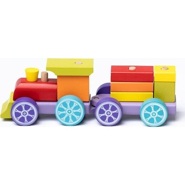 Cubika POCIĄG LOKOMOTYWA CIUCHCIA DREWNIANY KOLOROWY WAGONIKI UKŁADANIE KLOCKÓW
