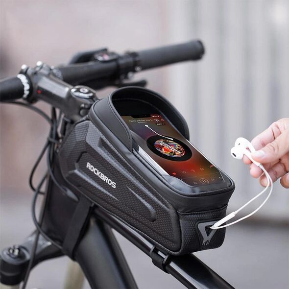 Sakwa rowerowa na ramę pancerna z kieszonką na telefon nawigację 1.7l - czarna ROCKBROS