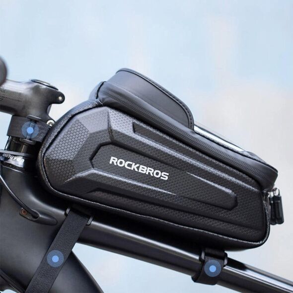 Sakwa rowerowa na ramę pancerna z kieszonką na telefon nawigację 1.7l - czarna ROCKBROS