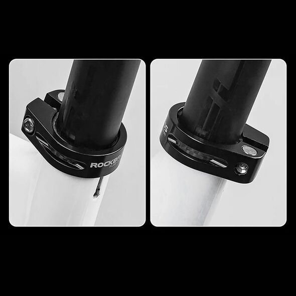 Obejma rowerowa zacisk do sztycy 27.2 i 28.6 mm pod siodełko na śrubę - czarna ROCKBROS