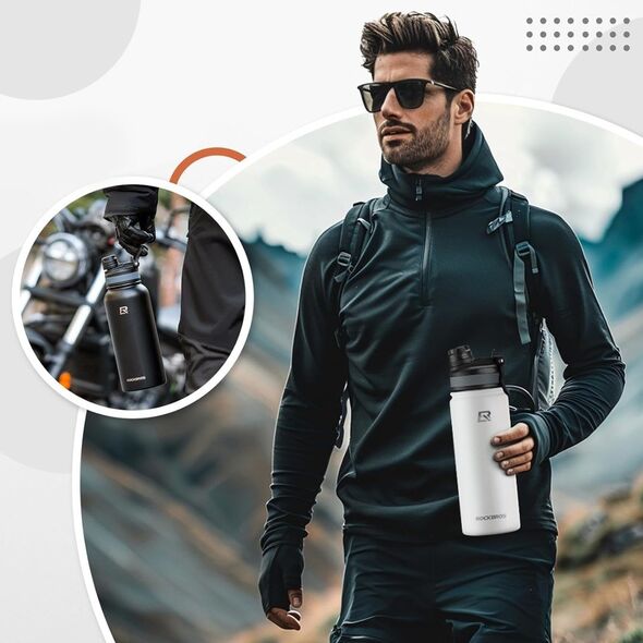 Butelka bidon termiczny rowerowy na napoje 530 ml - biały ROCKBROS