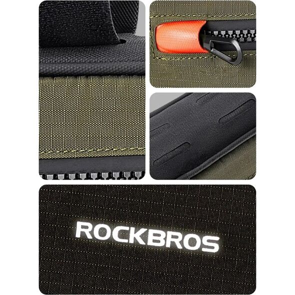 Torba rowerowa na ramę roweru z kieszenią boczną 1.7l - zielono-czarna ROCKBROS