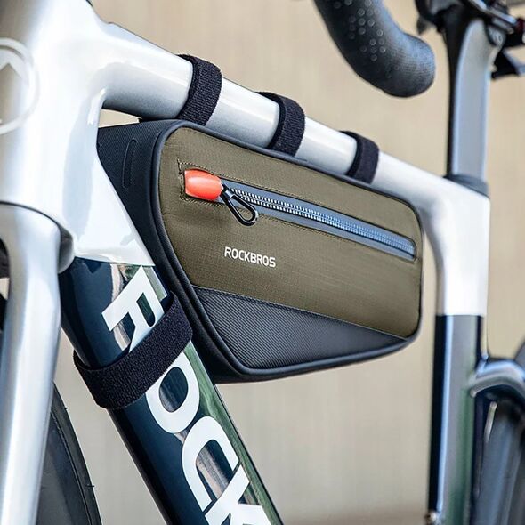 Torba rowerowa na ramę roweru z kieszenią boczną 1.7l - zielono-czarna ROCKBROS
