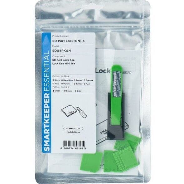 SmartKeeper MSD04PKGN 4 x Αποκλειστές Θύρας Micro SD με 1 x Κλειδί Κλειδώματος Mini Green SLSART-0321 SLSART0321 (SLSART-0321)