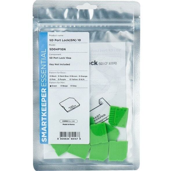 SmartKeeper MSD04P1GN 10 x Αποκλειστές Θύρας Micro SD χωρίς Κλειδί Κλειδώματος Μίνι Πράσινο SLSART-0323 SLSART0323 (SLSART-0323)