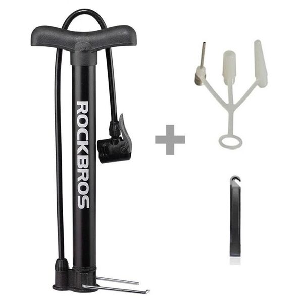Pompka rowerowa podłogowa 120psi / 8bar końcówki do piłek materacy - czarna Pompka rowerowa podłogowa 120psi / 8bar końcówki do piłek materacy - czarna