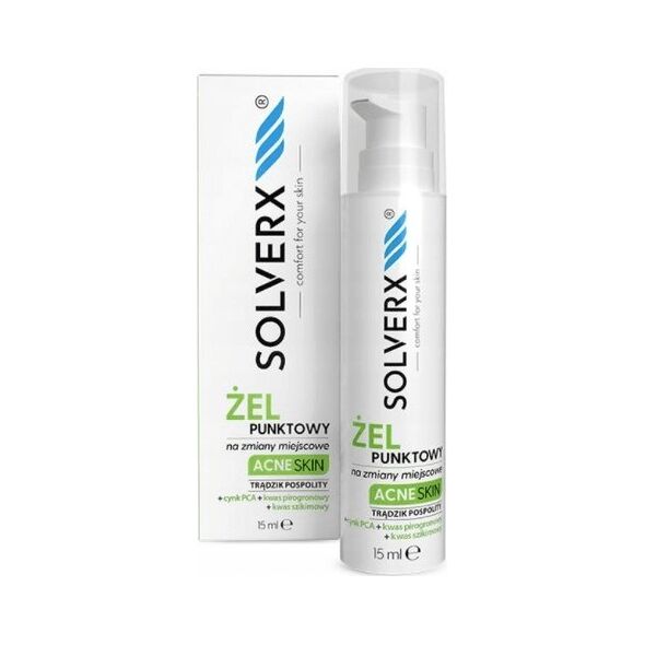Solverx SOLVERX Acne Skin Żel punktowy na zmiany miejscowe - przeciwtrądzikowy 15ml