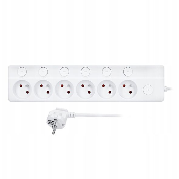 Solight 6πλεν επέκταση καλωδίου, 3μ, 3 x 1mm2, λευκό, 6+1 διακόπτης