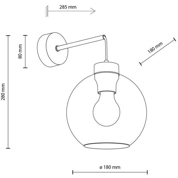 TK Lighting Cubus 10243 απλίκα τοίχου λάμπα 1x15W E27 γραφίτης/μαύρο