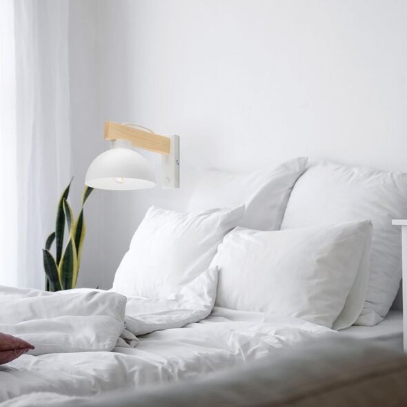 TK Lighting Όσλο 4962 απλίκα φωτιστικό τοίχου 1x15W E27 λευκό/ξύλινο