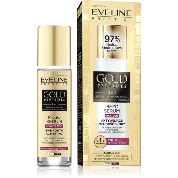 EVELINE Gold Peptides Μεσο-ορός ενεργοποίησης νεότητας δέρματος 3 σε 1 (δύναμη 200) 30 ml