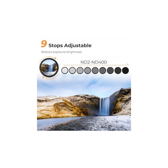 Ρυθμιζόμενο γκρι φίλτρο K&F Concept B-Series Fader ND2-400 - 52 mm