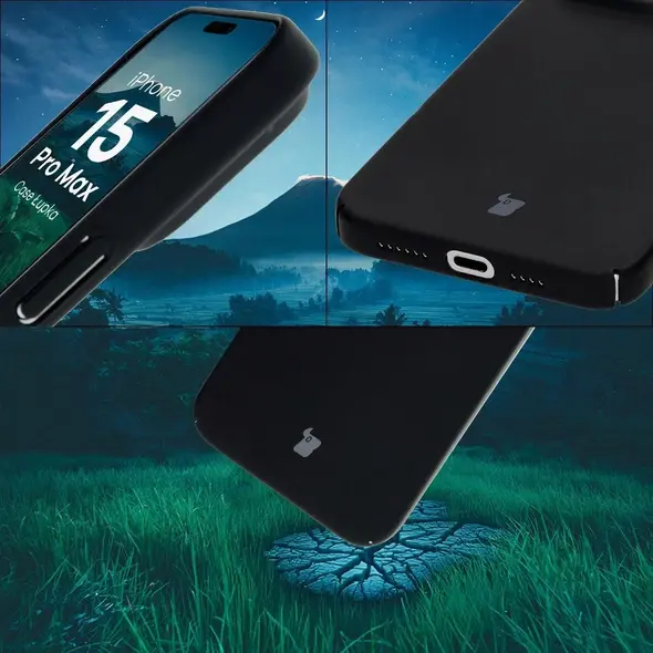 Etui Bizon Case Łupka do Apple iPhone 15 Pro Max czarne