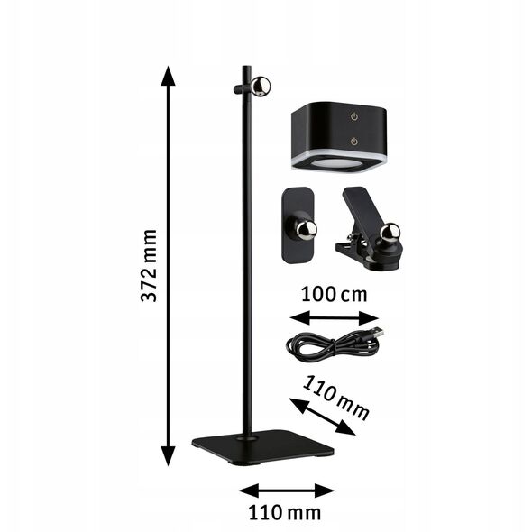 Επιτραπέζιο φωτιστικό VARIA LED 3W DIM USB-C 2700K-6500K μαγνήτης κλιπ 250/60lm 5V μαύρο / μέταλλο