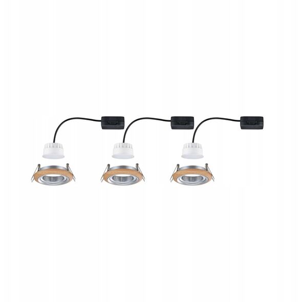 Σετ ενσωματωμένων φωτιστικών LANATI COIN LED 3X 6W 470lm 84mm 2700K IP20 230V ξύλο / αλουμίνιο