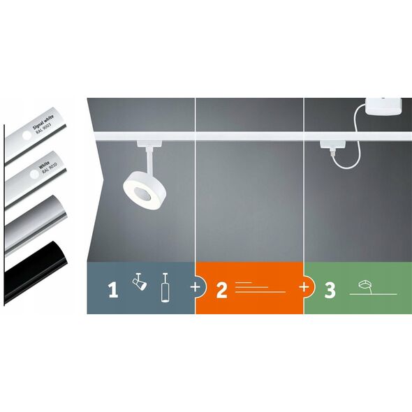 Προβολέας για ράγα URail HILDOR LED 3-STEP DIM 15W 850lm 3000K 230V λευκό RAL 9003 / μέταλλο