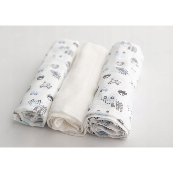 Πάνες MUSLIN DESIGN με σχέδιο, σετ 3 τεμαχίων, μέγεθος 70x80