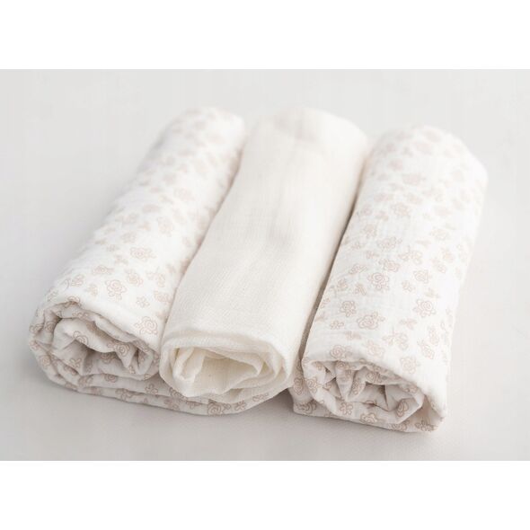 Πάνες MUSLIN DESIGN με σχέδιο, σετ 3, μέγεθος 70x80