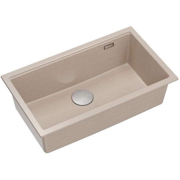 LOGAN 110 GraniteQ νεροχύτης pearl beige 76x45x23,5 cm 1-θέσης υποκαθήμενος με χειροκίνητο σιφόνι ανοξείδωτος χάλυβας