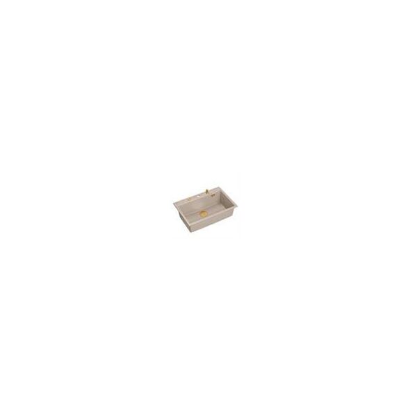 MARC 110 WORKSTATION GraniteQ νεροχύτης 1-θέσης 760*500*235 mm μαργαριταρένιο μπεζ + σιφόνι push to open + δοσομετρητής + σανίδα + ένθετο / χάλκινα στοιχεία