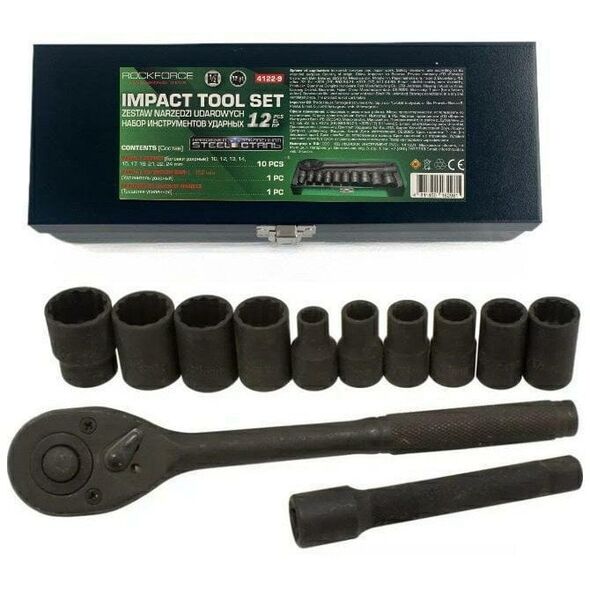 Σετ κλειδιών κρούσης ROCKFORCE 12 τεμ. 1/2" 12γωνο. (10-24mm)