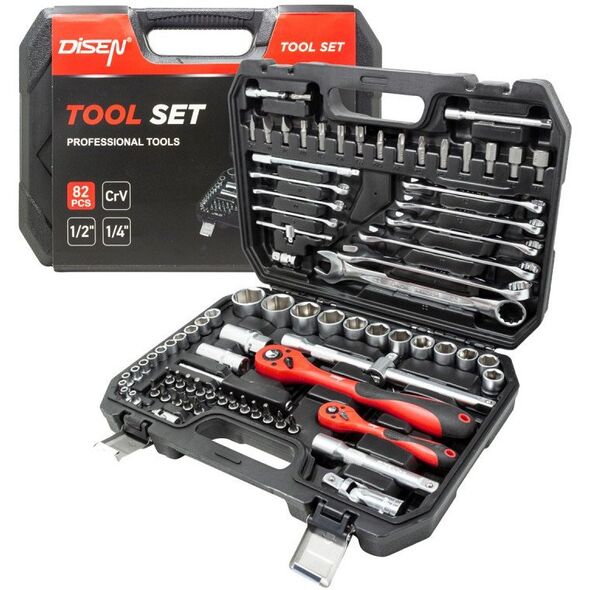 Zestaw kluczy nasadki bity 1/2" 1/4" 82 el.
