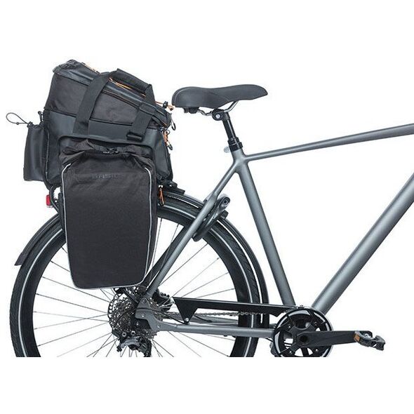 Torba na bagażnik BASIL MILES TARPAULIN TRUNKBAG XL PRO 9-36L, 100% wodoodporna black orange (bez płytki mocującej) (NEW 2024)