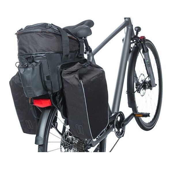 Torba na bagażnik BASIL MILES TARPAULIN TRUNKBAG XL PRO 9-36L, 100% wodoodporna black orange (bez płytki mocującej) (NEW 2024)