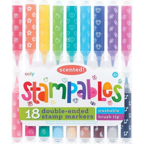 Kolorowe Baloniki Flamastry pachnące ze stempelkami Stampables 18kol