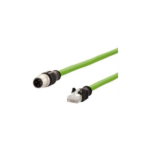 Triton METZ CONNECT Kabel połączeniowy M12 męski-RJ45 męski, 4-biegunowy kodowany D, prosty, łańcuch nadążny, moment obrotowy, 10 m