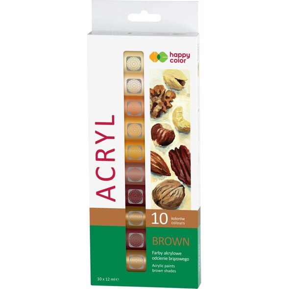 Farba akrylowa zestaw 10 kolorów x 12 ml odcienie brązowego