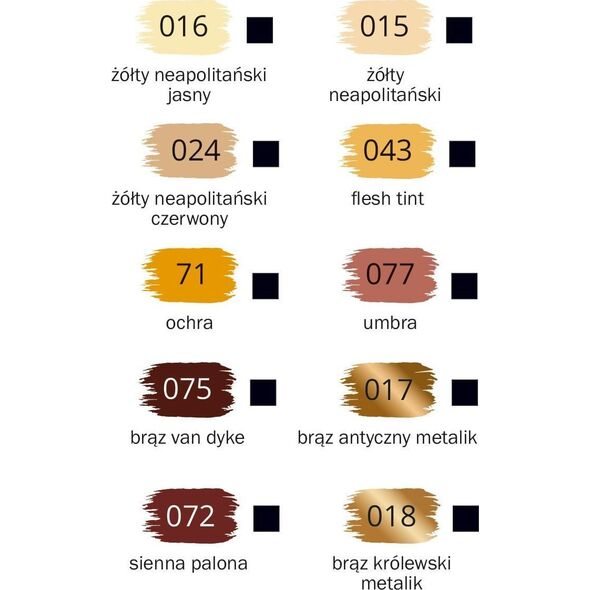 Farba akrylowa zestaw 10 kolorów x 12 ml odcienie brązowego