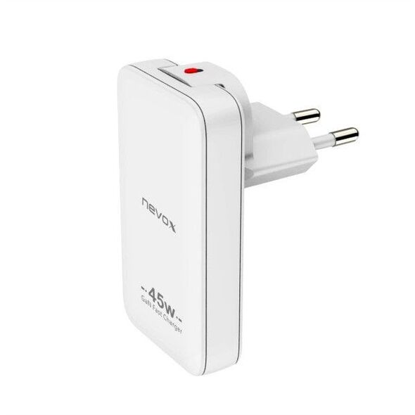 nevox 45W Διπλός Λεπτός Φορτιστής GaN USB-C/USB EU/US λευκό