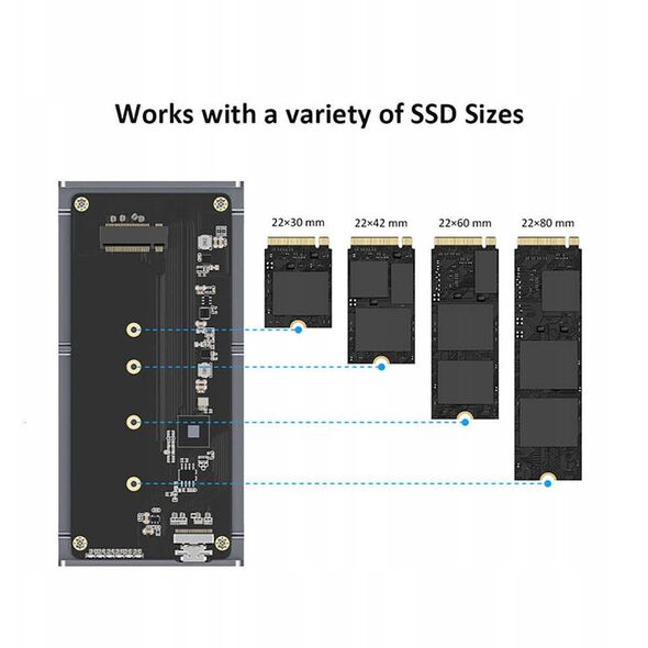 0 TB DataFlash USB4 SSD, περίβλημα για NVMe PCIe SSD USB4 (40 Gbit/s), συμβατό με Thunderbolt 3&4 και USB4 & USB-C θύρες, USB4 (USB-C) ομοαξονικό καλώδιο, 2'800 MB/s, USB-C