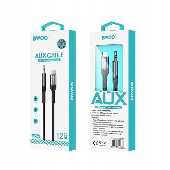 Καλώδιο BWOO AUX 3.5mm - USB-C BO-AUX066 μαύρο