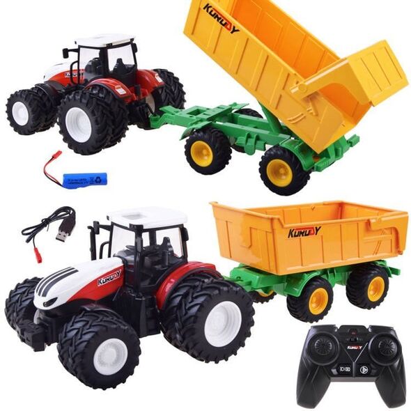 Traktor na pilota gumowe koła + przyczepa RC0601 EDUKAMP