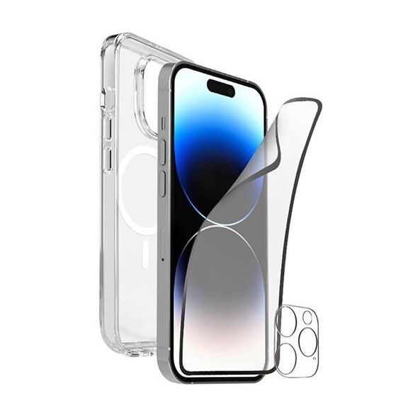 Etui Puro + Folia Ochronna Ekranu + Folia Ochronna Obiektywu Aparatu do iPhone'a 15 PRO - Przezroczyste standard