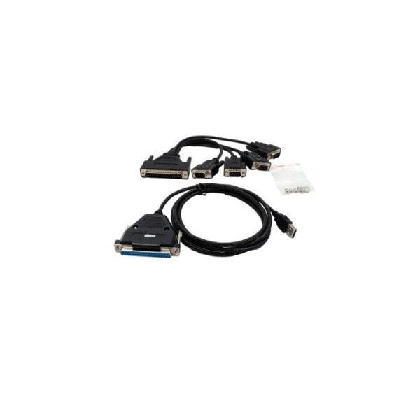 EXSYS EX-1324-37P Interfejs szeregowy USB 2.0 do 4x, porty RS-232 z 37-stykowym złączem żeńskim, konwerter, FTDI, czarny, 1,8 m