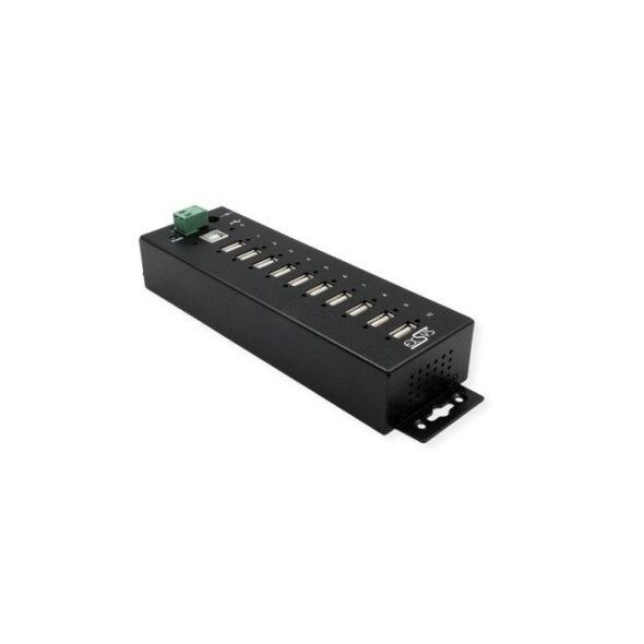 EXSYS EX-1170HMVS 10-portowy metalowy koncentrator USB 2.0, ochrona przeciwprzepięciowa 15KV