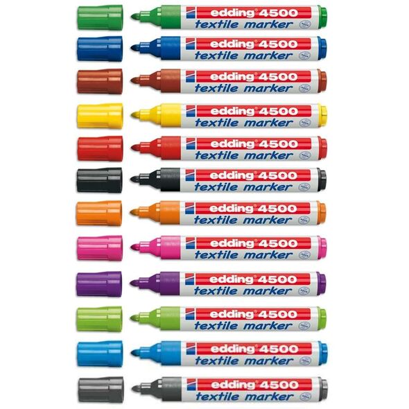 Edding 4500, 12 pc(s), Black, Blue, Green, Red, Bullet tip, White, Plastic, 2 mm
