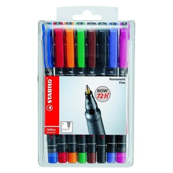 STABILO OHPen Universal, Multicolour, Germany, 8 pc(s), 102 mm, 16 mm, 153 mm